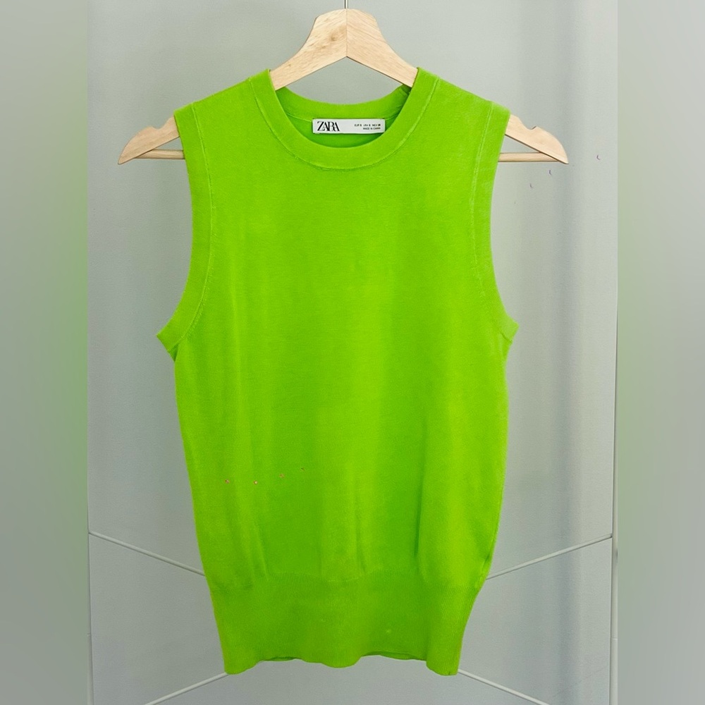 Zara Neon Green Knit Top